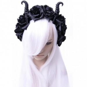 Headbands Maleficent Horns & Gothic Black Roses Headband - C211YBY0ZKX $37.68