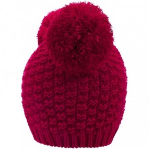 Skullies & Beanies Women's Winter Chunky Knit Double Pom Pom Beanie Hat - Burgundy - C718KO4M6S3 $13.97