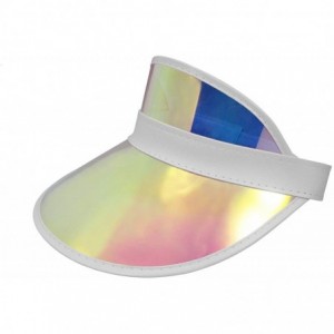 Visors Tennis Beach Colored Plastic Clear Sun Bingo Vegas Dealer Golf Casino Visor Hat - Pink Iridescent - CY18R37A647 $11.44