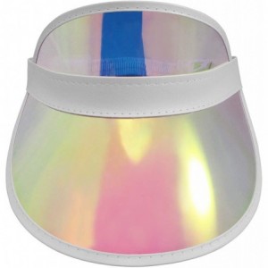 Visors Tennis Beach Colored Plastic Clear Sun Bingo Vegas Dealer Golf Casino Visor Hat - Pink Iridescent - CY18R37A647 $11.44