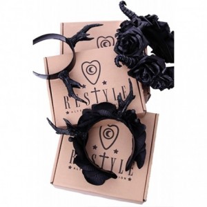 Headbands Maleficent Horns & Gothic Black Roses Headband - C211YBY0ZKX $37.68