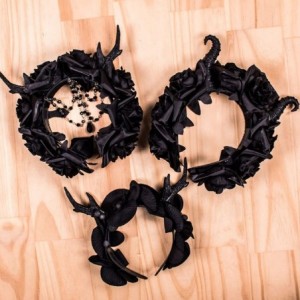 Headbands Maleficent Horns & Gothic Black Roses Headband - C211YBY0ZKX $37.68