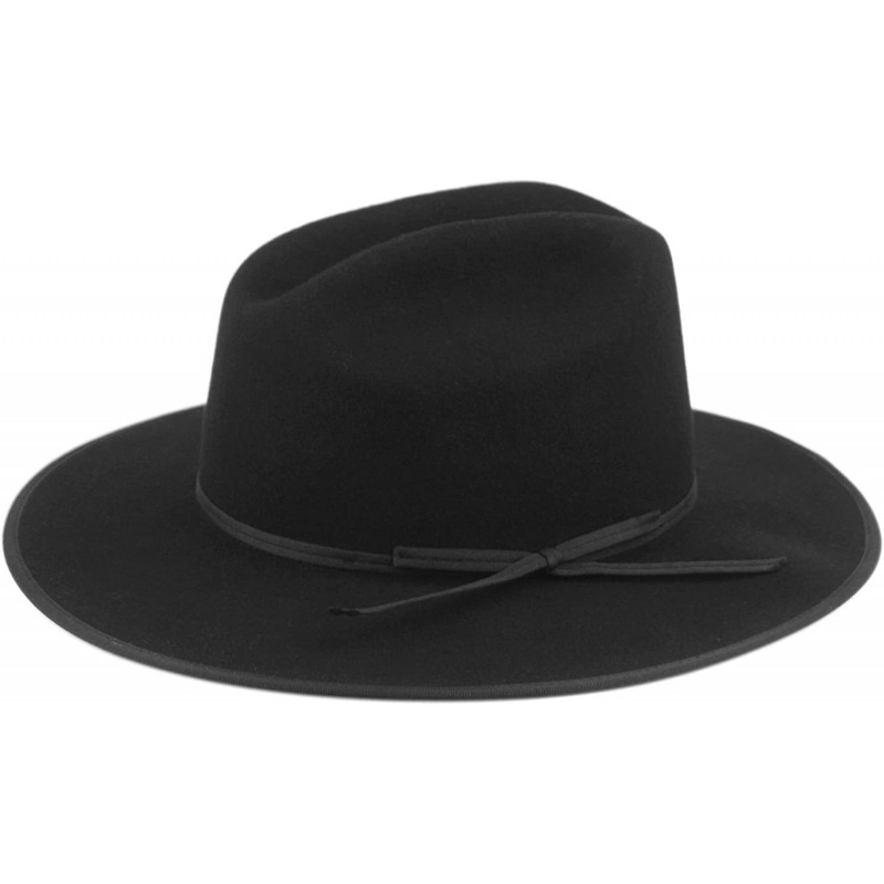 Fedoras Men's Tiller Wide Brim Felt Fedora Hat - He72black - CZ18LDQ9WSA $38.03