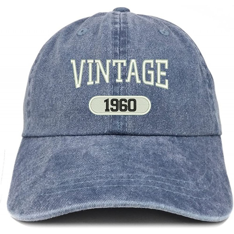 Baseball Caps Vintage 1960 Embroidered 60th Birthday Soft Crown Washed Cotton Cap - Navy - C1180WW0IW2 $16.03