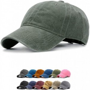 Baseball Caps Vintage Baseball Cap 100% Washed Twill Soft Cotton Adjustable Unisex Dad-Hat - Army Green - CK18SKZH6XL $9.03