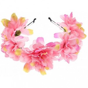 Cold Weather Headbands Women Flower Wreath Crown Floral Wedding Garland Headband Boho Festival Beach Party Hair Band - Red - ...
