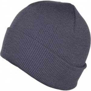 Skullies & Beanies Classic Solid Knit Ribbed Beanie Hat- Warm Plain Cuffed Toboggan Skullie Cap - Gunpowder Grey - CJ18DWCA08...