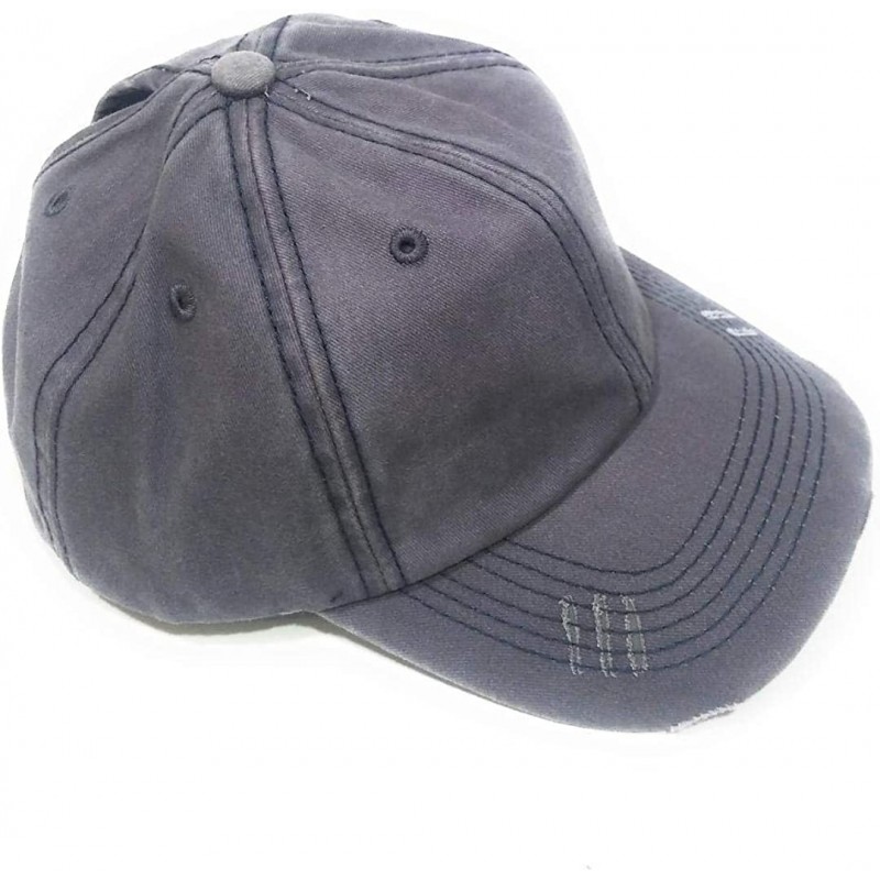 Baseball Caps High Ponytail Bun Distressed Vintage Western Baseball Cap Hat - Light Gray - CK18C5HL5AY $12.05