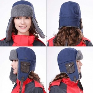 Skullies & Beanies Cotton Trapper Hat Faux Fur Earflaps Hunting Hat Warm Pillow Lining Unisex - 89096-navy2 - CS18A6T9GKZ $21.02