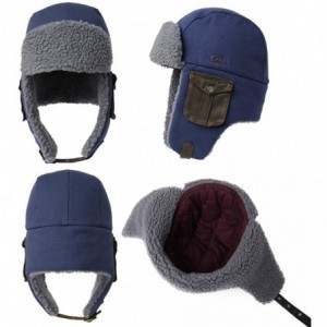 Skullies & Beanies Cotton Trapper Hat Faux Fur Earflaps Hunting Hat Warm Pillow Lining Unisex - 89096-navy2 - CS18A6T9GKZ $21.02
