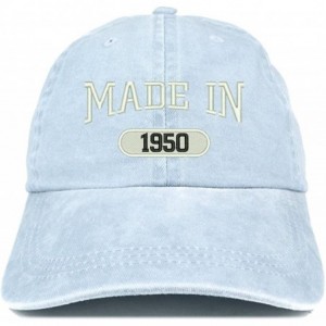 Baseball Caps Made in 1950 Embroidered 70th Birthday Washed Baseball Cap - Light Blue - C818C7IIKDA $33.41