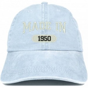 Baseball Caps Made in 1950 Embroidered 70th Birthday Washed Baseball Cap - Light Blue - C818C7IIKDA $16.93