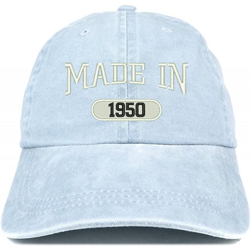 Baseball Caps Made in 1950 Embroidered 70th Birthday Washed Baseball Cap - Light Blue - C818C7IIKDA $16.93