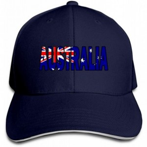 Baseball Caps Unisex Australian Flag Australia Snapback Hat Adjustable Peaked Sandwich Cap - Navy - CL18KZ0AKXT $25.73