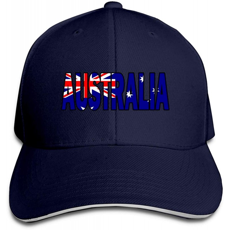 Baseball Caps Unisex Australian Flag Australia Snapback Hat Adjustable Peaked Sandwich Cap - Navy - CL18KZ0AKXT $16.92