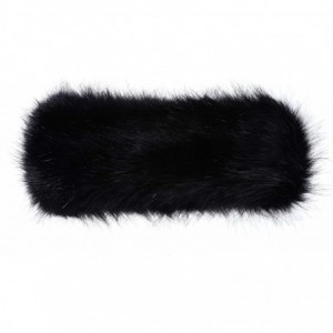 Cold Weather Headbands Faux Fur Headband with Elastic for Women's Winter Earwarmer Earmuff - Black - CG12LH25T6L $11.35