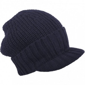 Skullies & Beanies Men's Stylish Knit Visor Brim Beanie Hats Fleece Lined Skull Ski Caps - Blue - CC11VEKC7QR $11.48