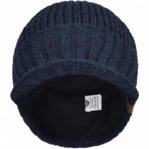 Skullies & Beanies Men's Stylish Knit Visor Brim Beanie Hats Fleece Lined Skull Ski Caps - Blue - CC11VEKC7QR $11.48