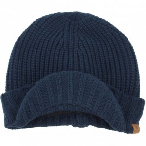 Skullies & Beanies Men's Stylish Knit Visor Brim Beanie Hats Fleece Lined Skull Ski Caps - Blue - CC11VEKC7QR $11.48