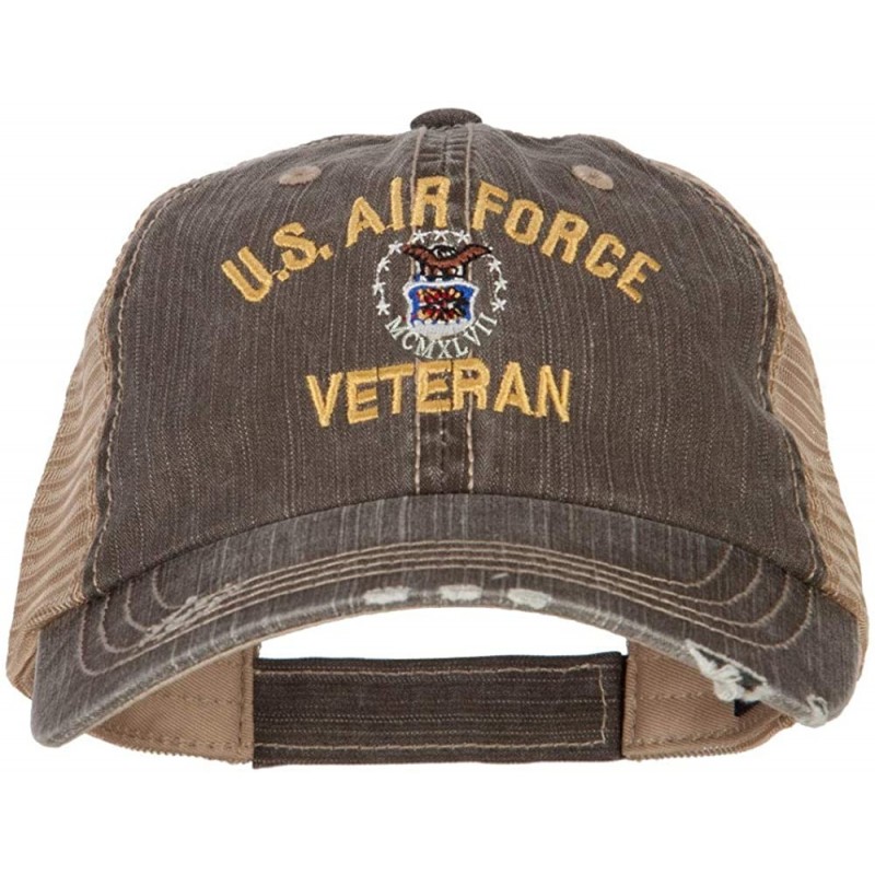 Baseball Caps US Air Force Veteran Military Embroidered Low Cotton Mesh Cap - Brown Khaki - CQ18L8RKUX7 $29.81