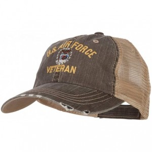 Baseball Caps US Air Force Veteran Military Embroidered Low Cotton Mesh Cap - Brown Khaki - CQ18L8RKUX7 $29.81