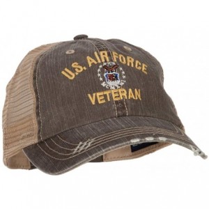 Baseball Caps US Air Force Veteran Military Embroidered Low Cotton Mesh Cap - Brown Khaki - CQ18L8RKUX7 $29.81