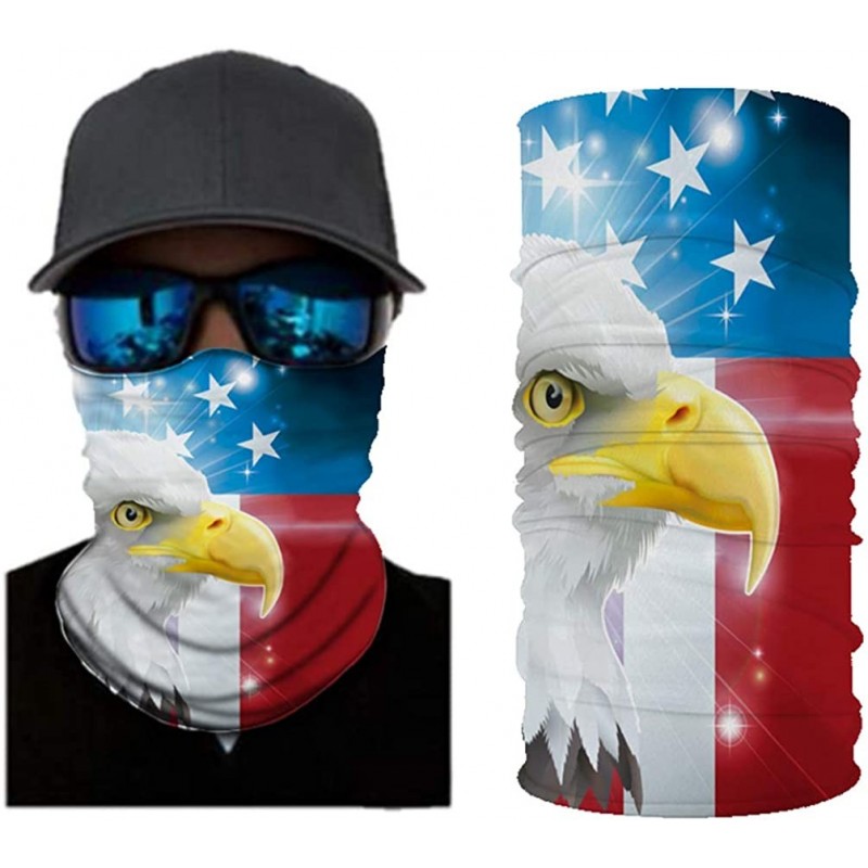 Balaclavas Bandana for Men Women Neck Gaiter Head Wrap Scarf Sun Dust Wind Balaclava Headwear - Stars and Stripes Eagle - CA1...