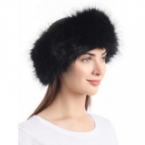 Cold Weather Headbands Faux Fur Headband with Elastic for Women's Winter Earwarmer Earmuff - Black - CG12LH25T6L $11.35