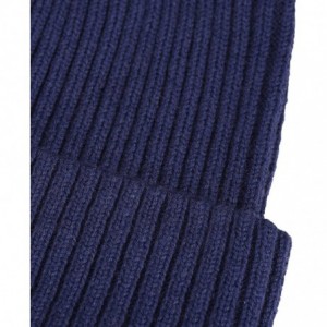 Skullies & Beanies Merino Wool Cuff Beanie Hat Ribbed Knit for Men Women Cap Plain Cuff Beanie Watch Cap - Blueberry - C718EQ...