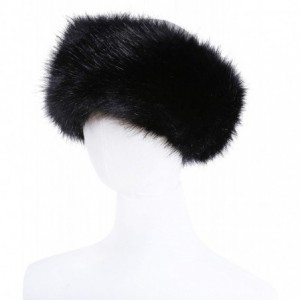 Cold Weather Headbands Faux Fur Headband with Elastic for Women's Winter Earwarmer Earmuff - Black - CG12LH25T6L $11.35