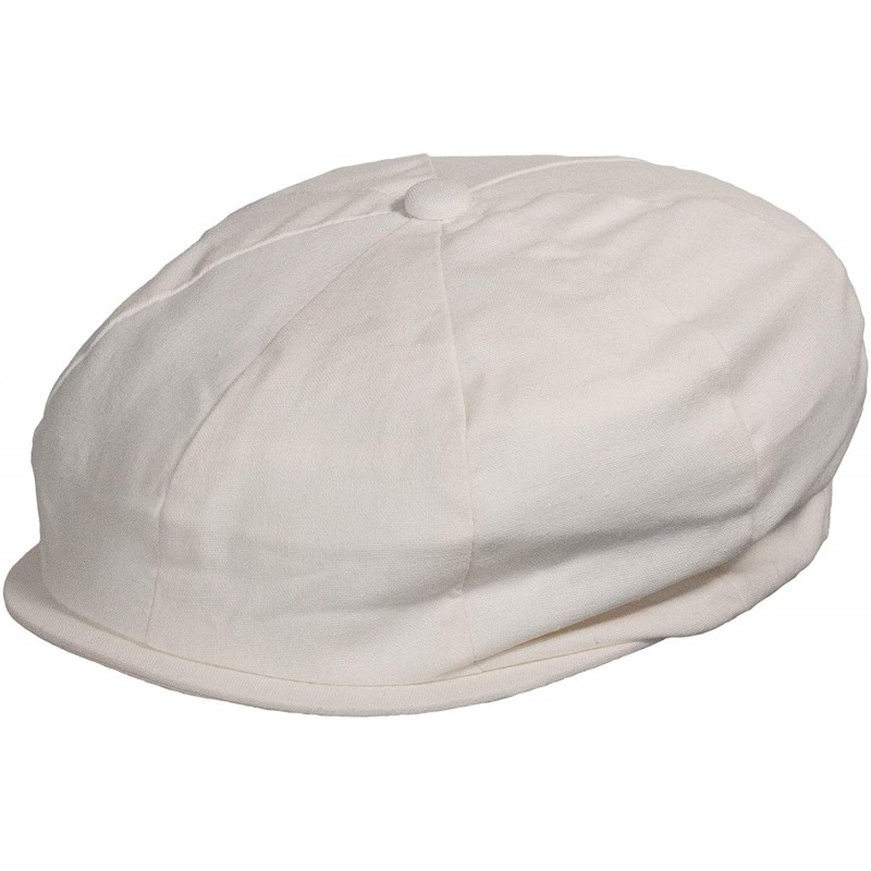 Newsboy Caps Men's Linen Cotton Blend Newsboy Ivy Hat 8-Panel Cabbie Cap - White - CG18YTNY2WZ $11.42