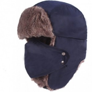 Cold Weather Headbands Outdoor Winter Trooper Trapper Hat Russian Style Windproof Mask for Men and Women - Navy1 - CT189L70AY...