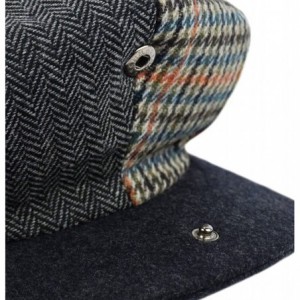 Newsboy Caps Men's Wool Herringbone Newsboy Cap Driving Cabbie Tweed Applejack Golf Hat - Patchwork Black - CD192WU4R8T $18.31