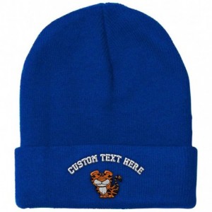 Skullies & Beanies Custom Beanie for Men & Women Cute Tiger Embroidery Acrylic Skull Cap Hat - Royal Blue - CB18ZS249G3 $14.41