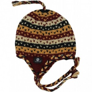 Skullies & Beanies Nepal Hand Knit Ear Flaps Beanie Ski Wool Hat & Glove Mitten Set - Earth 5 - C412O2WQAKQ $14.87