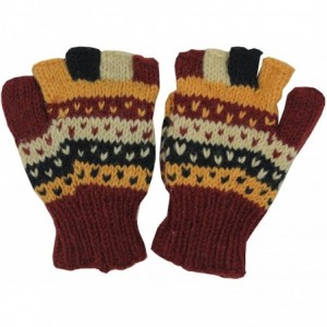 Skullies & Beanies Nepal Hand Knit Ear Flaps Beanie Ski Wool Hat & Glove Mitten Set - Earth 5 - C412O2WQAKQ $14.87