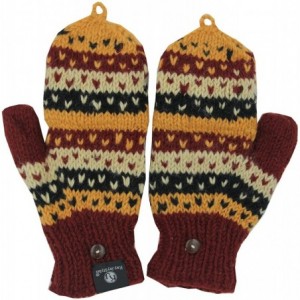 Skullies & Beanies Nepal Hand Knit Ear Flaps Beanie Ski Wool Hat & Glove Mitten Set - Earth 5 - C412O2WQAKQ $14.87