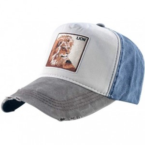 Baseball Caps Unisex Animal Embroidered Baseball Caps Strapback Square Patch Dad Hat - Grey Blue Lion - C718RZSH0OE $27.71