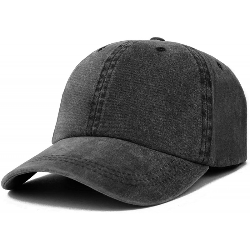 Baseball Caps Oversize XXL Pigment Dyed Washed Cotton Baseball Cap - Black - CW192RR6Y7S $34.11