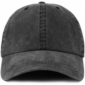 Baseball Caps Oversize XXL Pigment Dyed Washed Cotton Baseball Cap - Black - CW192RR6Y7S $20.38