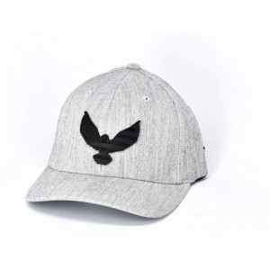 Baseball Caps Midnight Eagle' Leather Patch Flex Fit Fitted Hat - (Heather Grey) - CQ1950UO2OQ $36.25