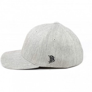 Baseball Caps Midnight Eagle' Leather Patch Flex Fit Fitted Hat - (Heather Grey) - CQ1950UO2OQ $36.25