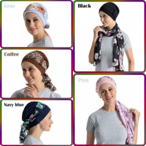 Skullies & Beanies Bamboo Cotton Liner Chemo Headwear for Womenwith Silky Scarfs for Cancer Hair Loss Sleep Caps Beanie - C31...