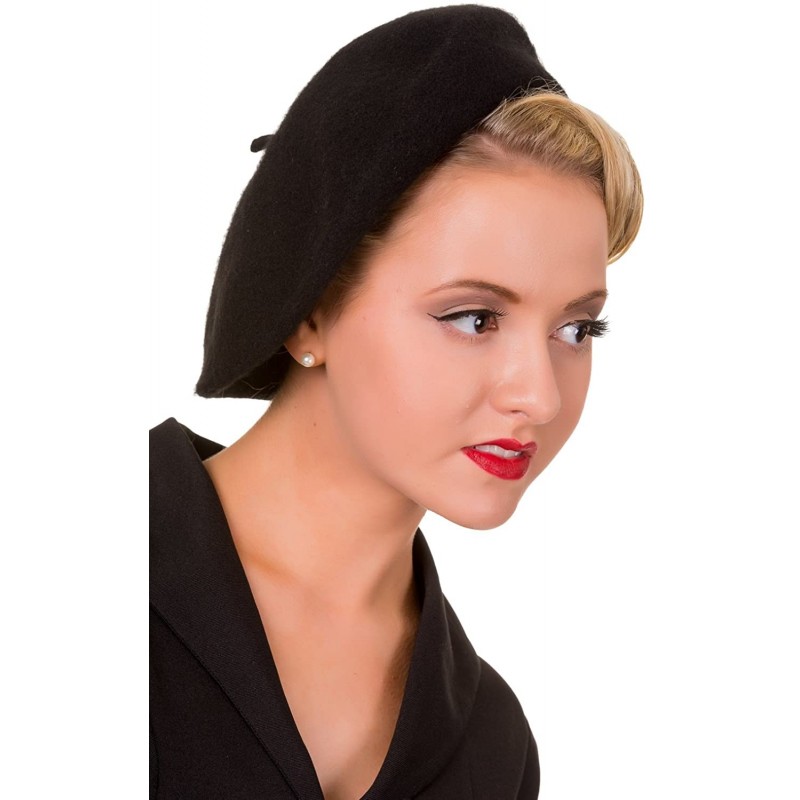 Skullies & Beanies Claire Vintage Retro Beret Hat - Petrol Blue - CD12MZGFTMC $15.43