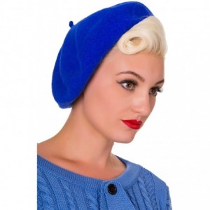 Skullies & Beanies Claire Vintage Retro Beret Hat - Petrol Blue - CD12MZGFTMC $15.43