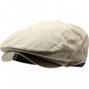 Newsboy Caps Men's Linen Flat Ivy Gatsby Summer Newsboy Hats - Khaki - C312EBEJE1X $13.38