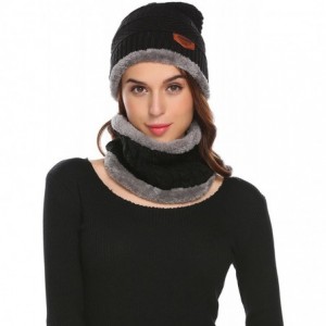 Skullies & Beanies Winter Beanie Hat Warm Knit Hat Thick Fleece Lined Winter Hat for Men Women Knit Skull Cap - Black - C118A...