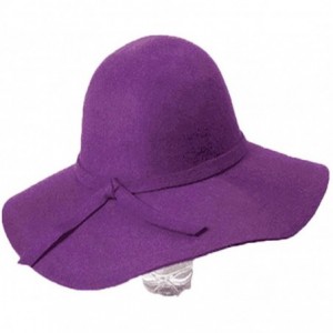 Fedoras Fashipn Women's Vintage Large Wide Brim Wool Felt Floppy Winter Fedora Cloche Hat Cap(Black) - Purple - CN12N8TB4ES $...