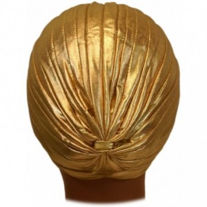 Headbands Beautiful Metallic Turban-style Head Wrap - Solid Gold - CI17YLMG3OR $11.07