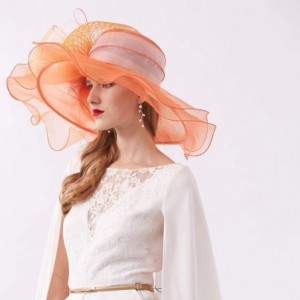 Sun Hats Women's Organza Kentucky Derby Tea Party Hat - Design 5 - Orange - CU18T5GY992 $9.42